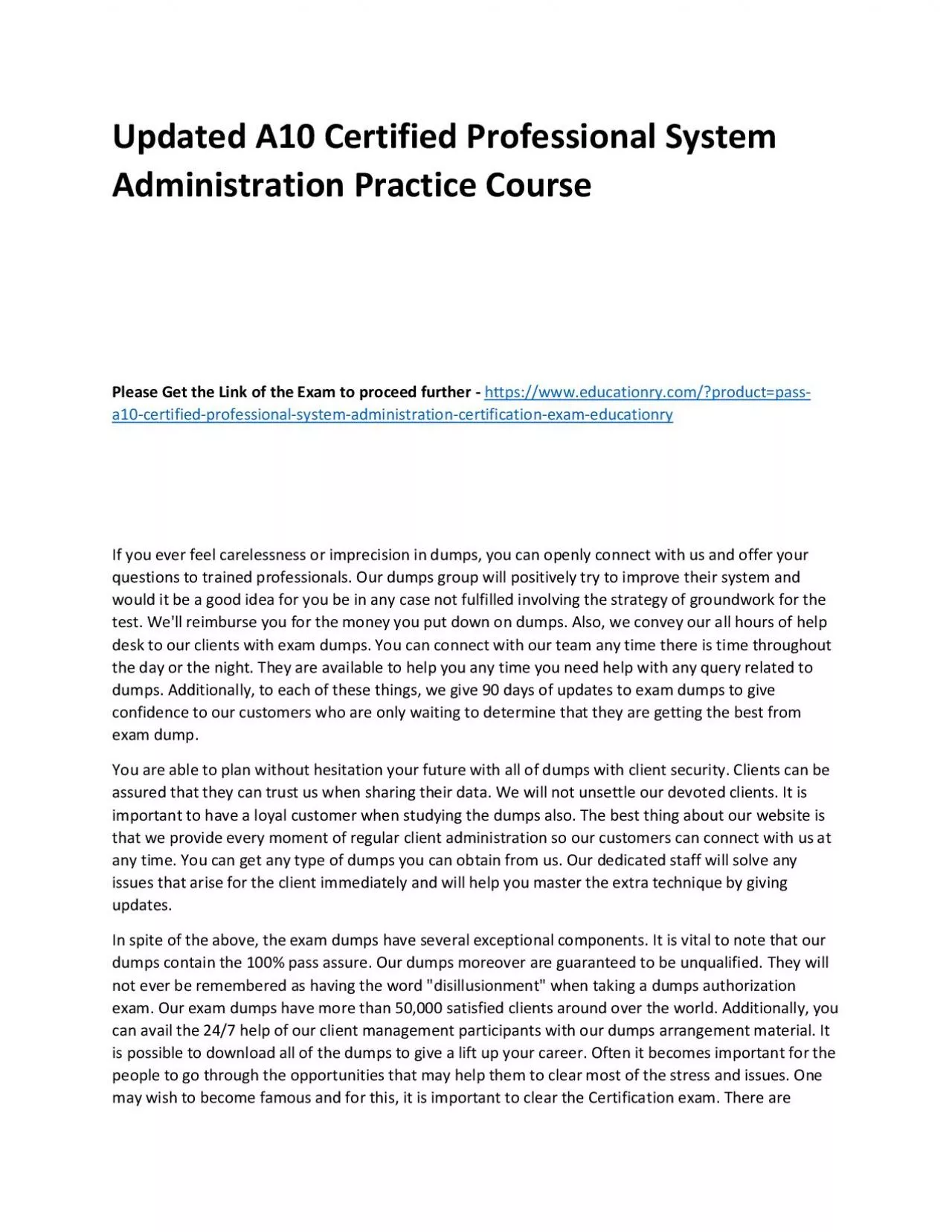 PDF-A10 Certified Professional System Administration