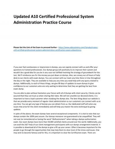 A10 Certified Professional System Administration