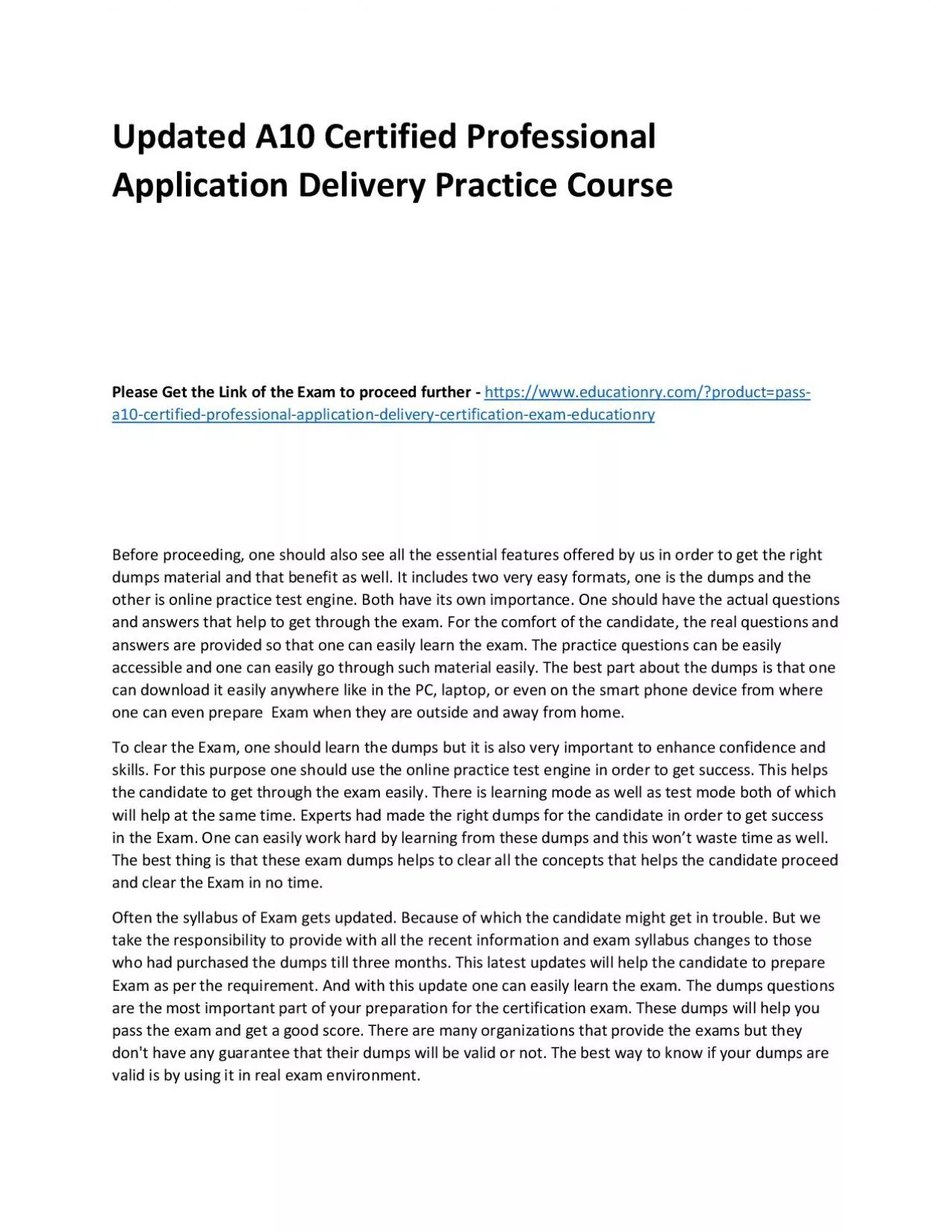 PDF-A10 Certified Professional Application Delivery