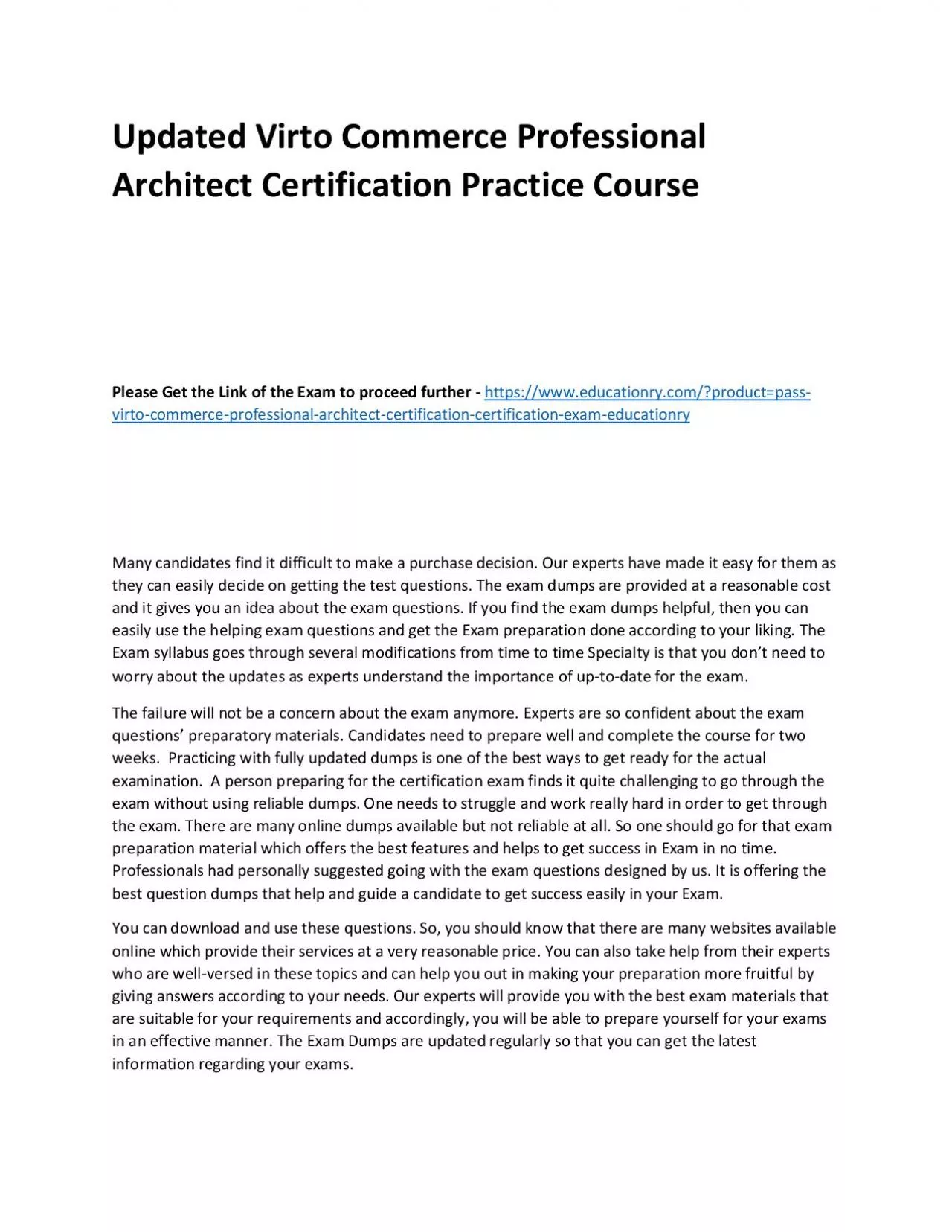 PDF-Virto Commerce Professional Architect Certification