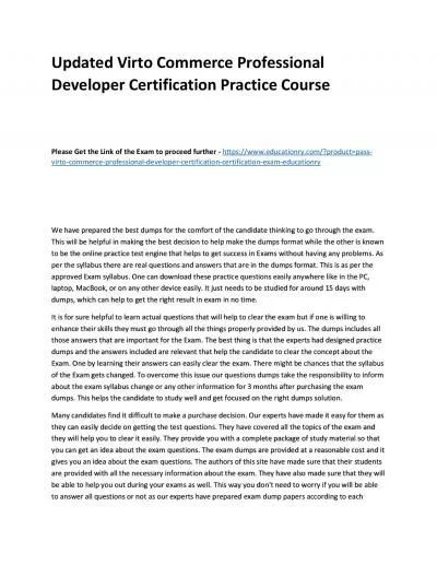 Virto Commerce Professional Developer Certification