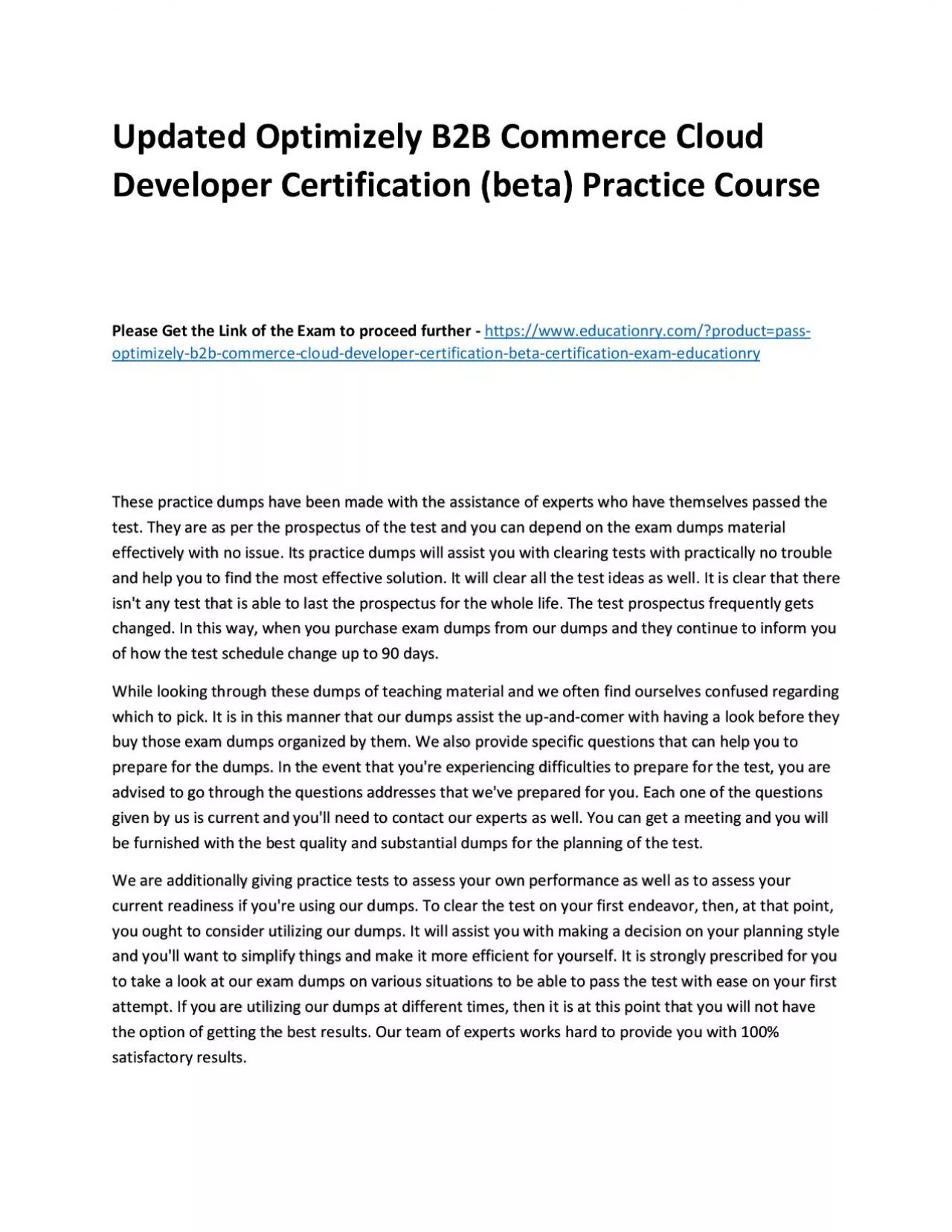 PDF-Optimizely B2B Commerce Cloud Developer Certification (beta)