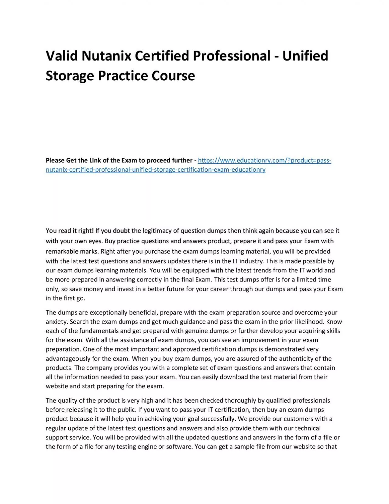 PDF-Nutanix Certified Professional - Unified Storage