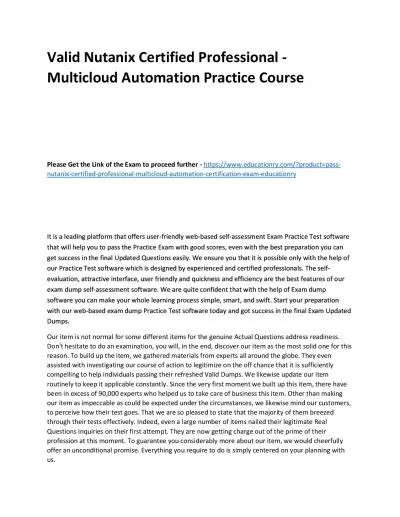 Nutanix Certified Professional - Multicloud Automation