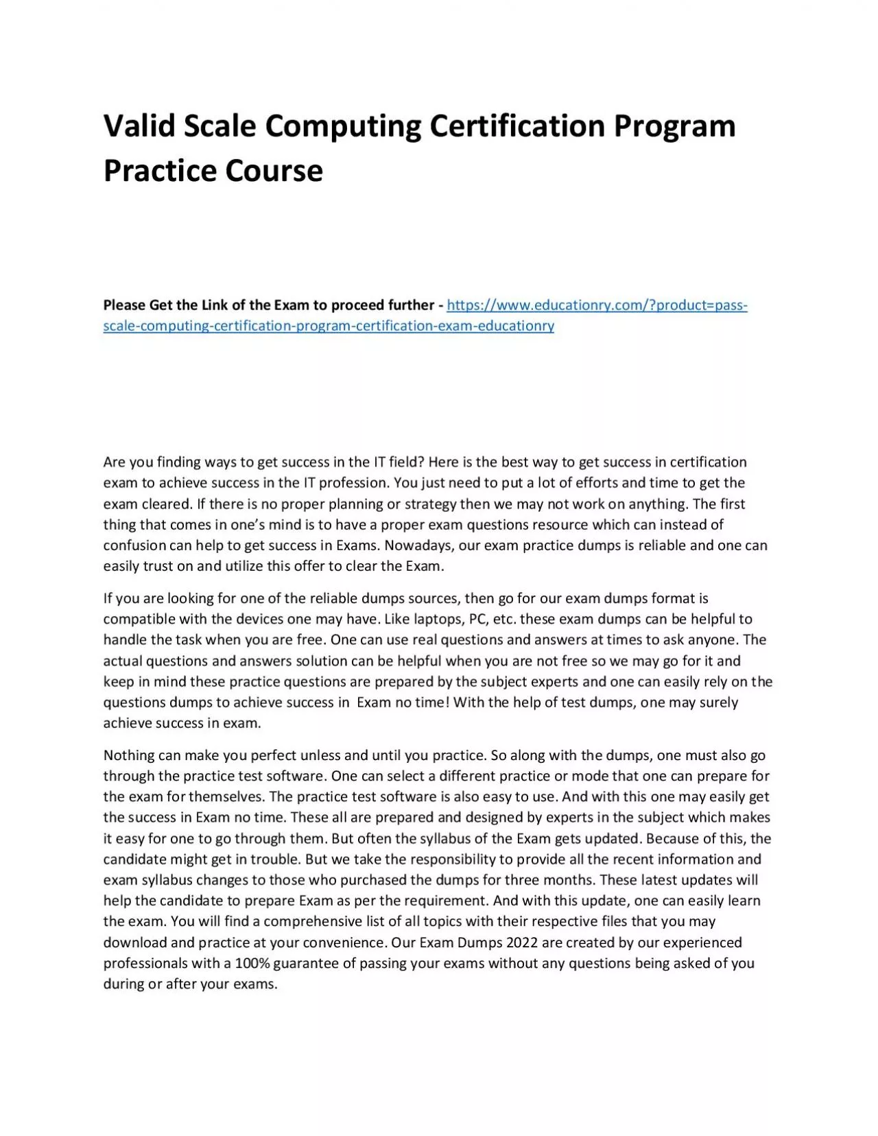 PDF-Scale Computing Certification Program