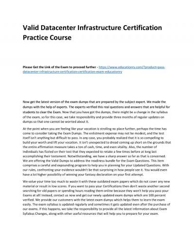 Datacenter Infrastructure Certification