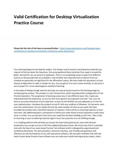 Certification for Desktop Virtualization