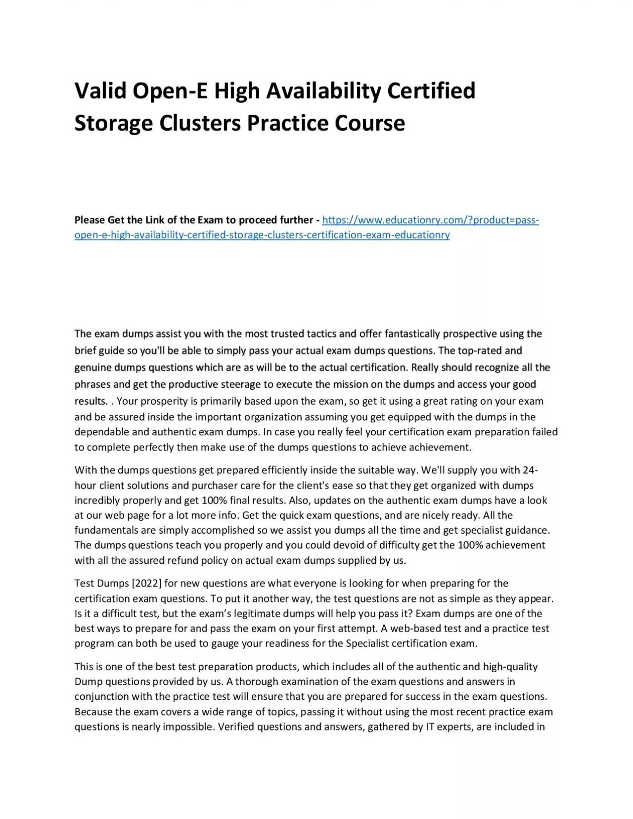 PDF-Open-E High Availability Certified Storage Clusters