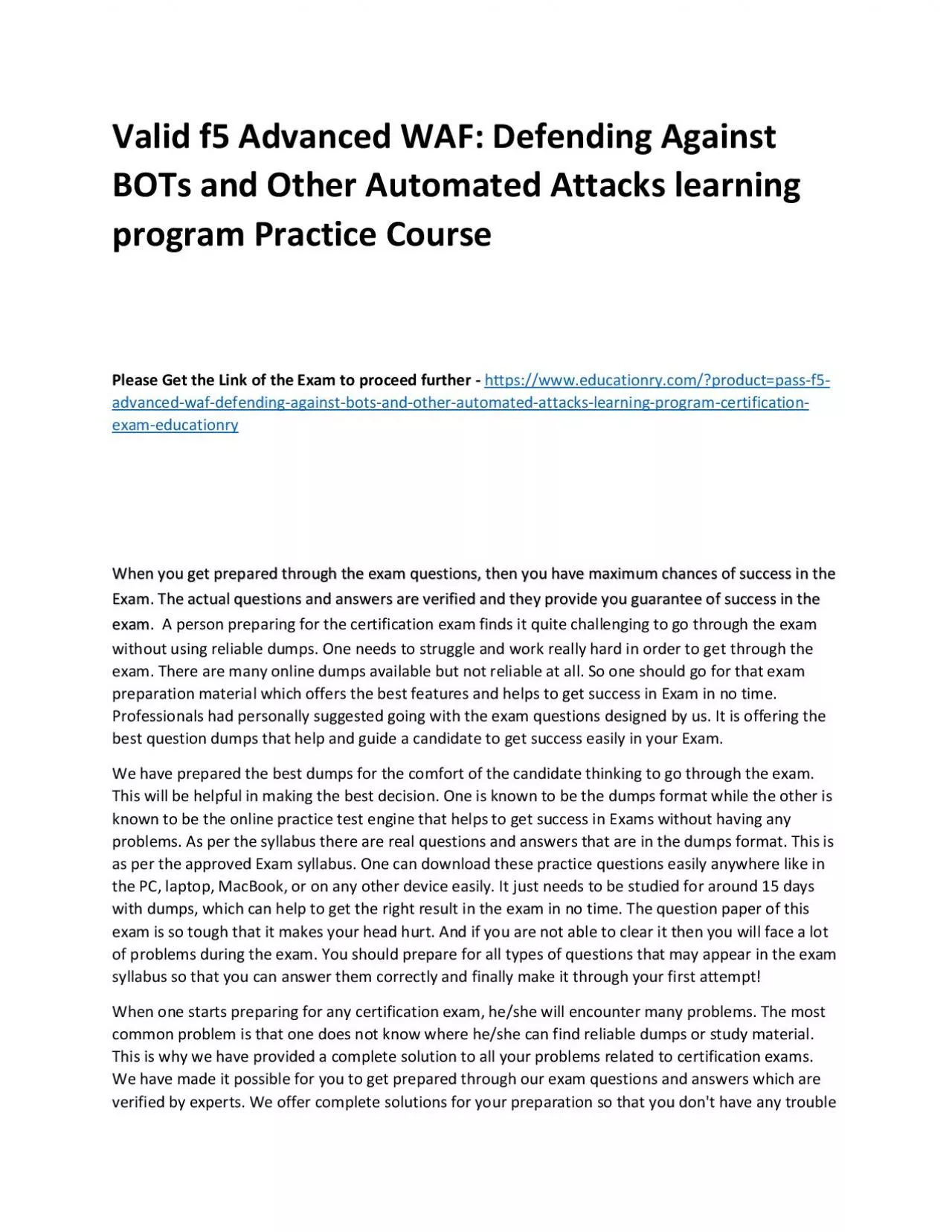 PDF-f5 Advanced WAF: Defending Against BOTs and Other Automated Attacks learning program