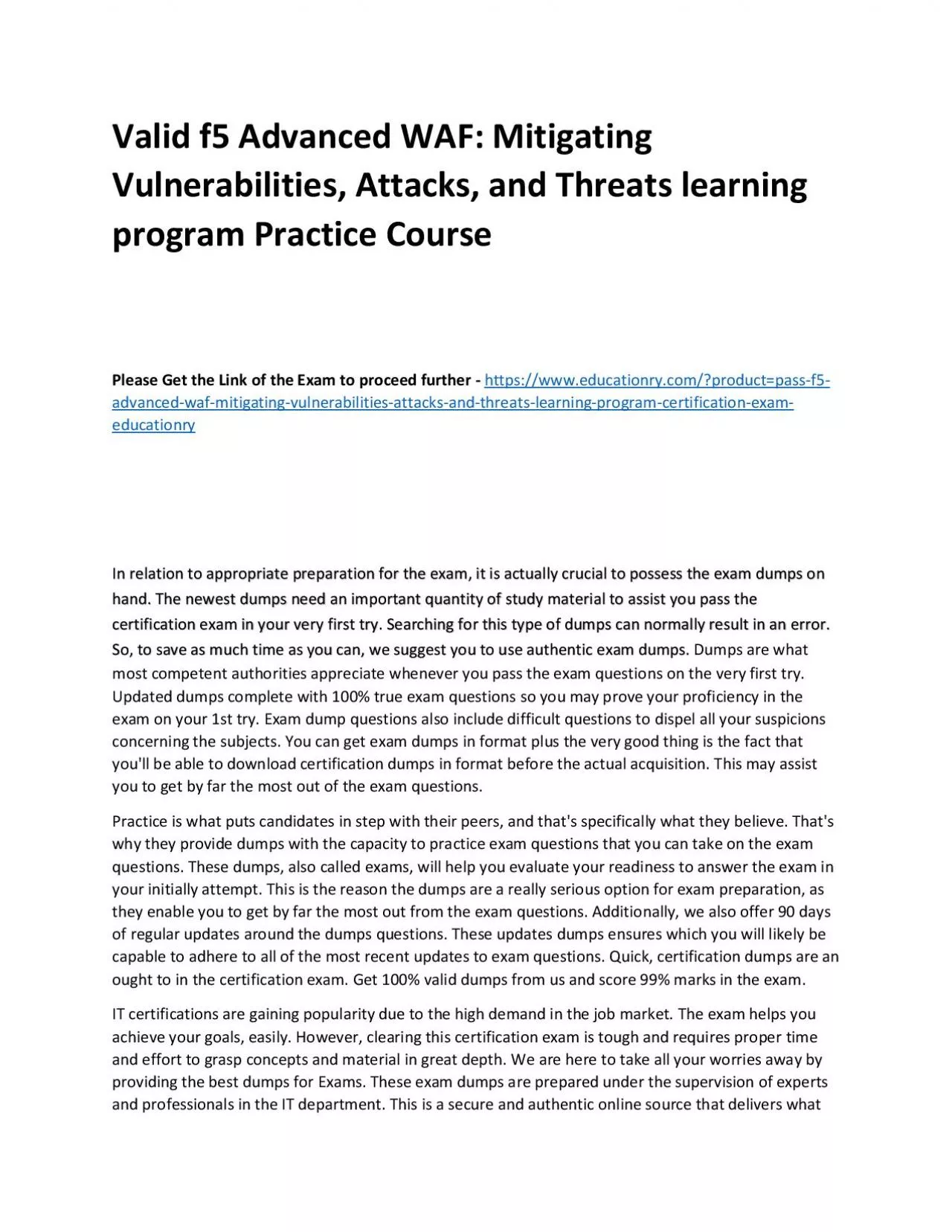 PDF-f5 Advanced WAF: Mitigating Vulnerabilities, Attacks, and Threats learning program