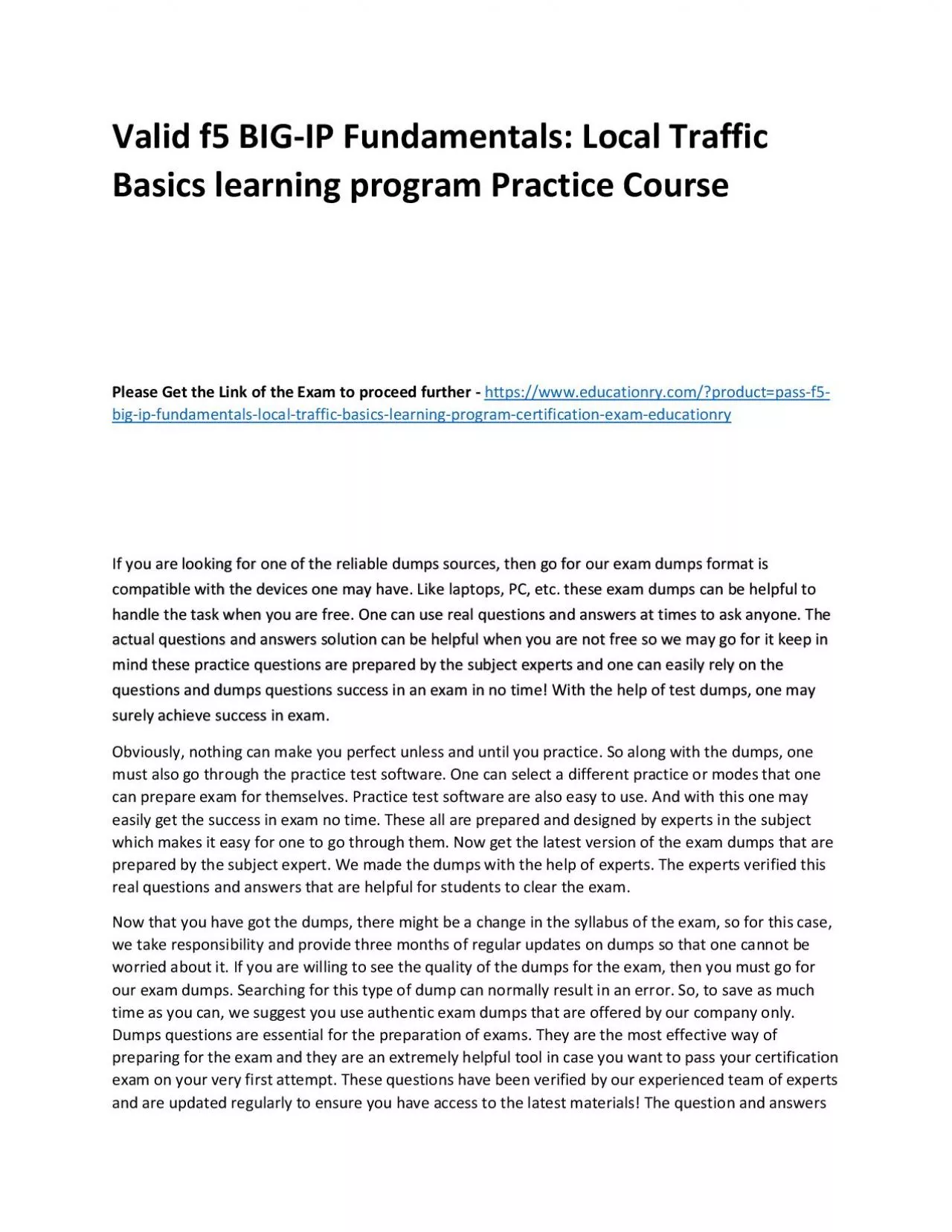 PDF-f5 BIG-IP Fundamentals: Local Traffic Basics learning program