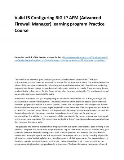 f5 Configuring BIG-IP AFM (Advanced Firewall Manager) learning program