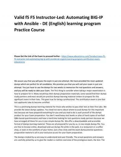 f5 F5 Instructor-Led: Automating BIG-IP with Ansible - DE (English) learning program