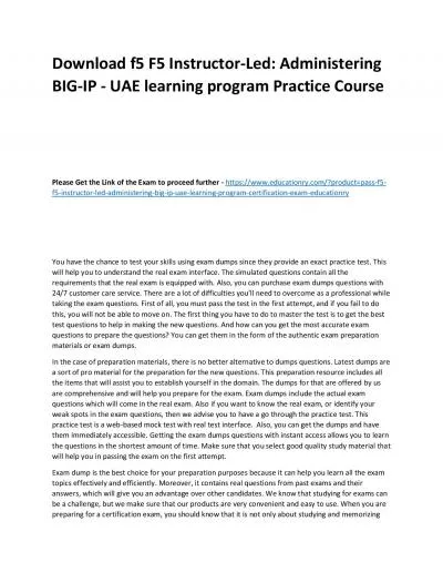 f5 F5 Instructor-Led: Administering BIG-IP - UAE learning program