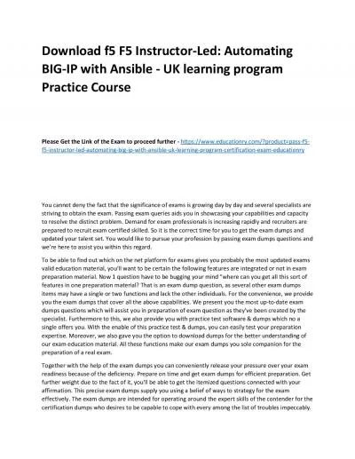 f5 F5 Instructor-Led: Automating BIG-IP with Ansible - UK learning program