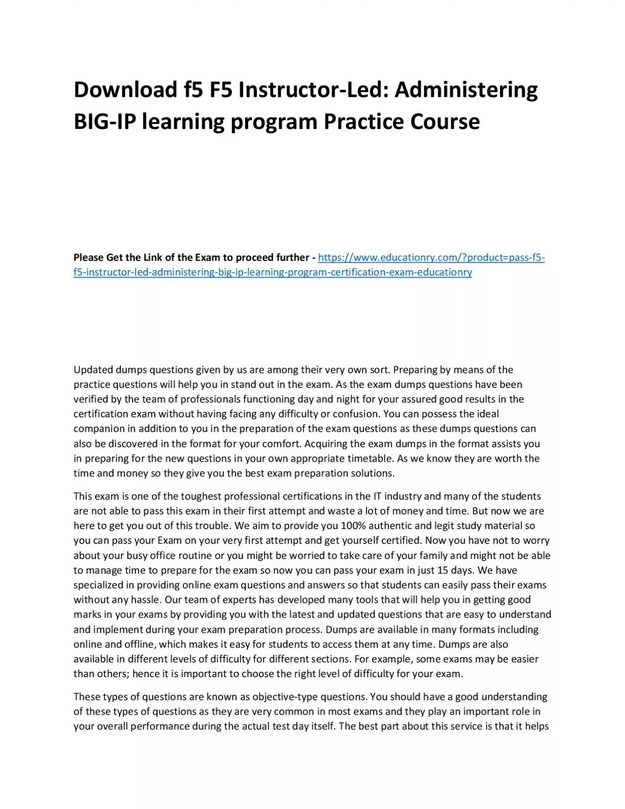 PDF-f5 F5 Instructor-Led: Administering BIG-IP learning program