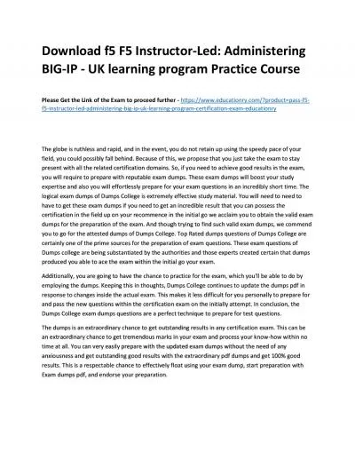 f5 F5 Instructor-Led: Administering BIG-IP - UK learning program