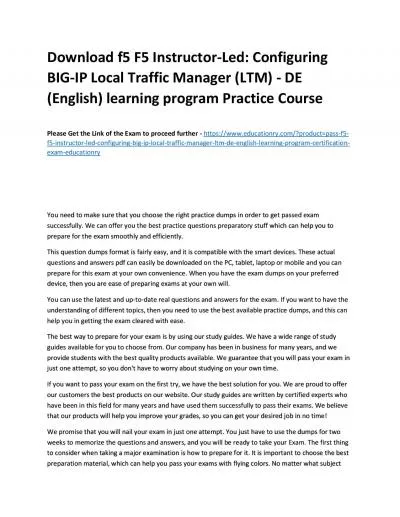 f5 F5 Instructor-Led: Configuring BIG-IP Local Traffic Manager (LTM) - DE (English) learning program