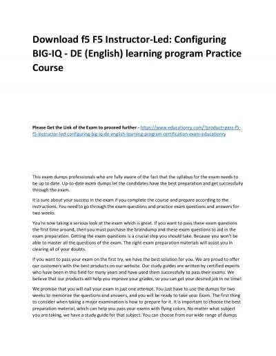 f5 F5 Instructor-Led: Configuring BIG-IQ - DE (English) learning program