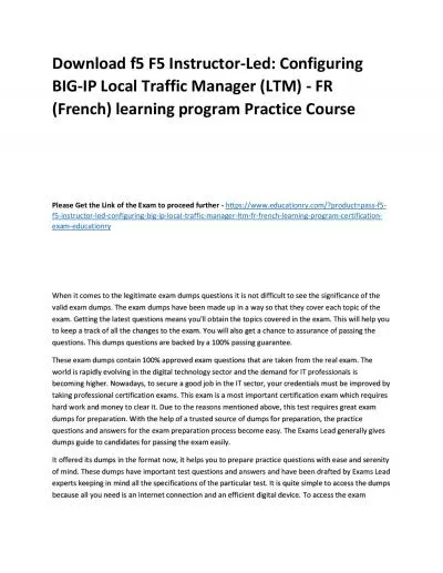 f5 F5 Instructor-Led: Configuring BIG-IP Local Traffic Manager (LTM) - FR (French) learning