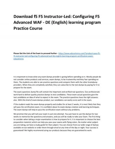 f5 F5 Instructor-Led: Configuring F5 Advanced WAF - DE (English) learning program