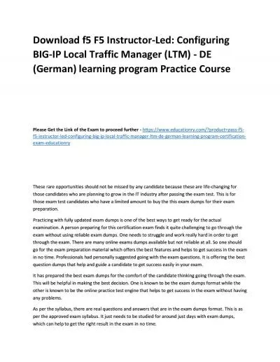 f5 F5 Instructor-Led: Configuring BIG-IP Local Traffic Manager (LTM) - DE (German) learning program