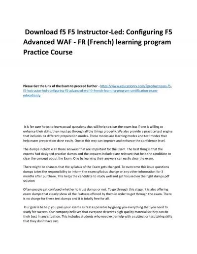 f5 F5 Instructor-Led: Configuring F5 Advanced WAF - FR (French) learning program