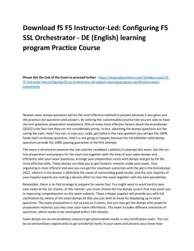 f5 F5 Instructor-Led: Configuring F5 SSL Orchestrator - DE (English) learning program