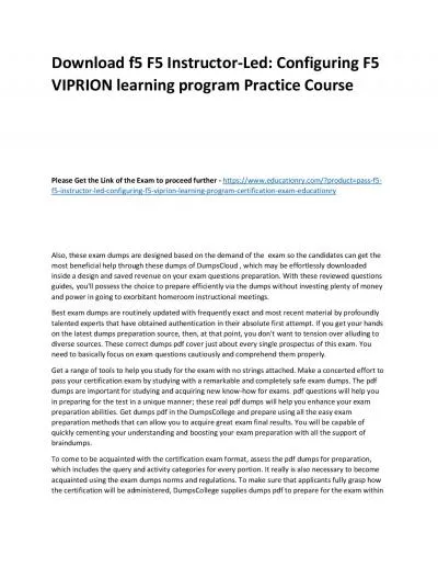 f5 F5 Instructor-Led: Configuring F5 VIPRION learning program