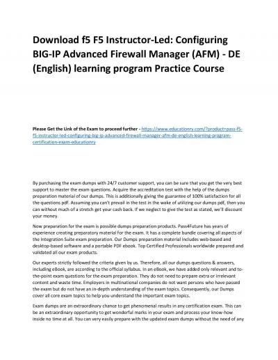 f5 F5 Instructor-Led: Configuring BIG-IP Advanced Firewall Manager (AFM) - DE (English) learning program