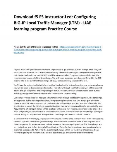 f5 F5 Instructor-Led: Configuring BIG-IP Local Traffic Manager (LTM) - UAE learning program