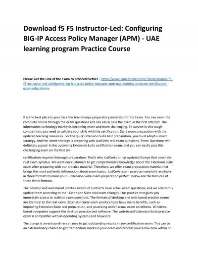 f5 F5 Instructor-Led: Configuring BIG-IP Access Policy Manager (APM) - UAE learning program