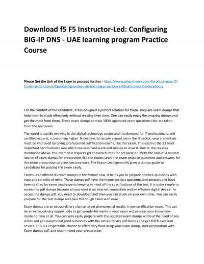 f5 F5 Instructor-Led: Configuring BIG-IP DNS - UAE learning program