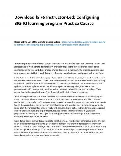 f5 F5 Instructor-Led: Configuring BIG-IQ learning program