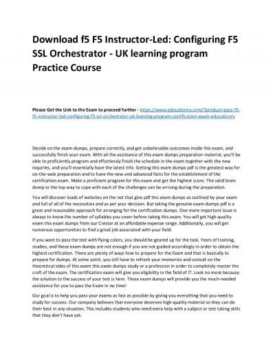 f5 F5 Instructor-Led: Configuring F5 SSL Orchestrator - UK learning program