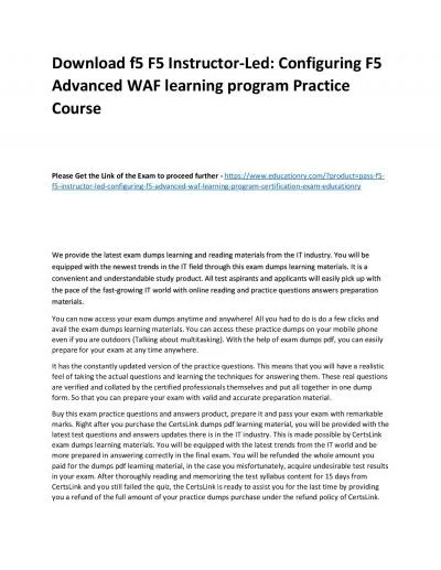 f5 F5 Instructor-Led: Configuring F5 Advanced WAF learning program