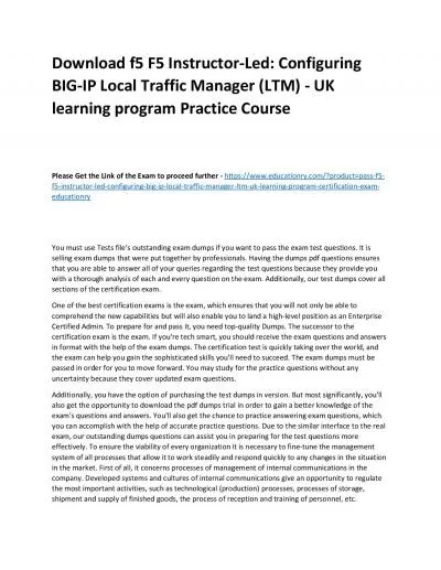 f5 F5 Instructor-Led: Configuring BIG-IP Local Traffic Manager (LTM) - UK learning program