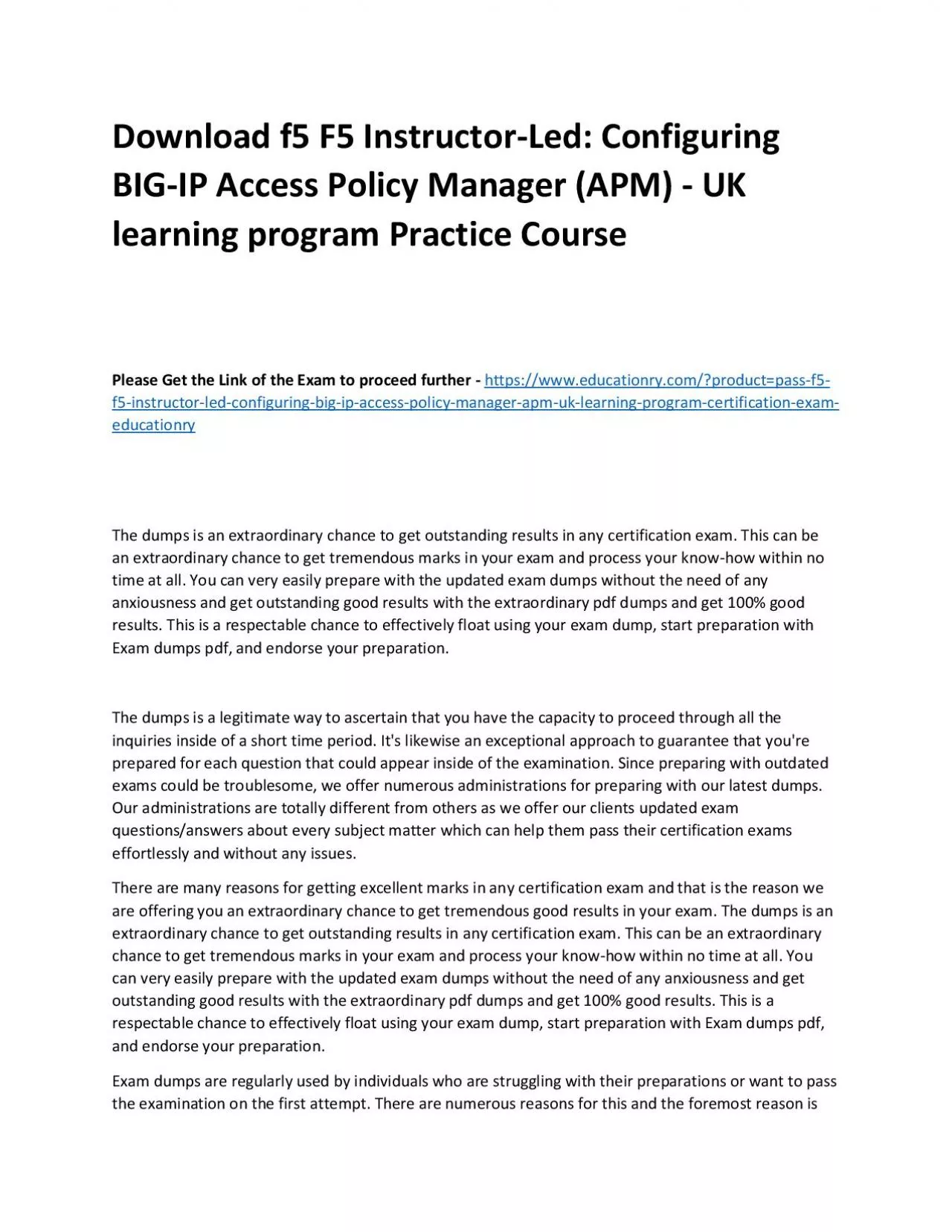 PDF-f5 F5 Instructor-Led: Configuring BIG-IP Access Policy Manager (APM) - UK learning program