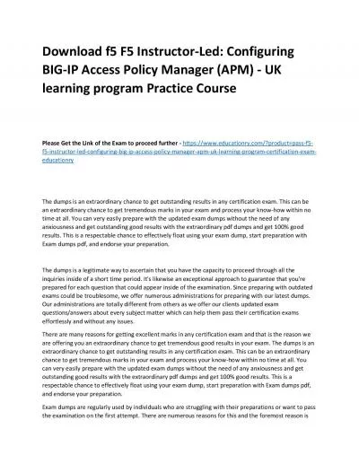 f5 F5 Instructor-Led: Configuring BIG-IP Access Policy Manager (APM) - UK learning program