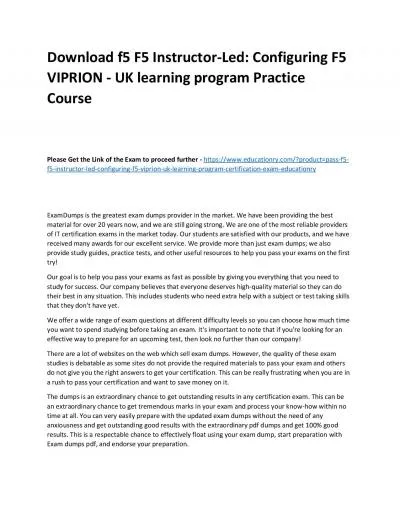 f5 F5 Instructor-Led: Configuring F5 VIPRION - UK learning program