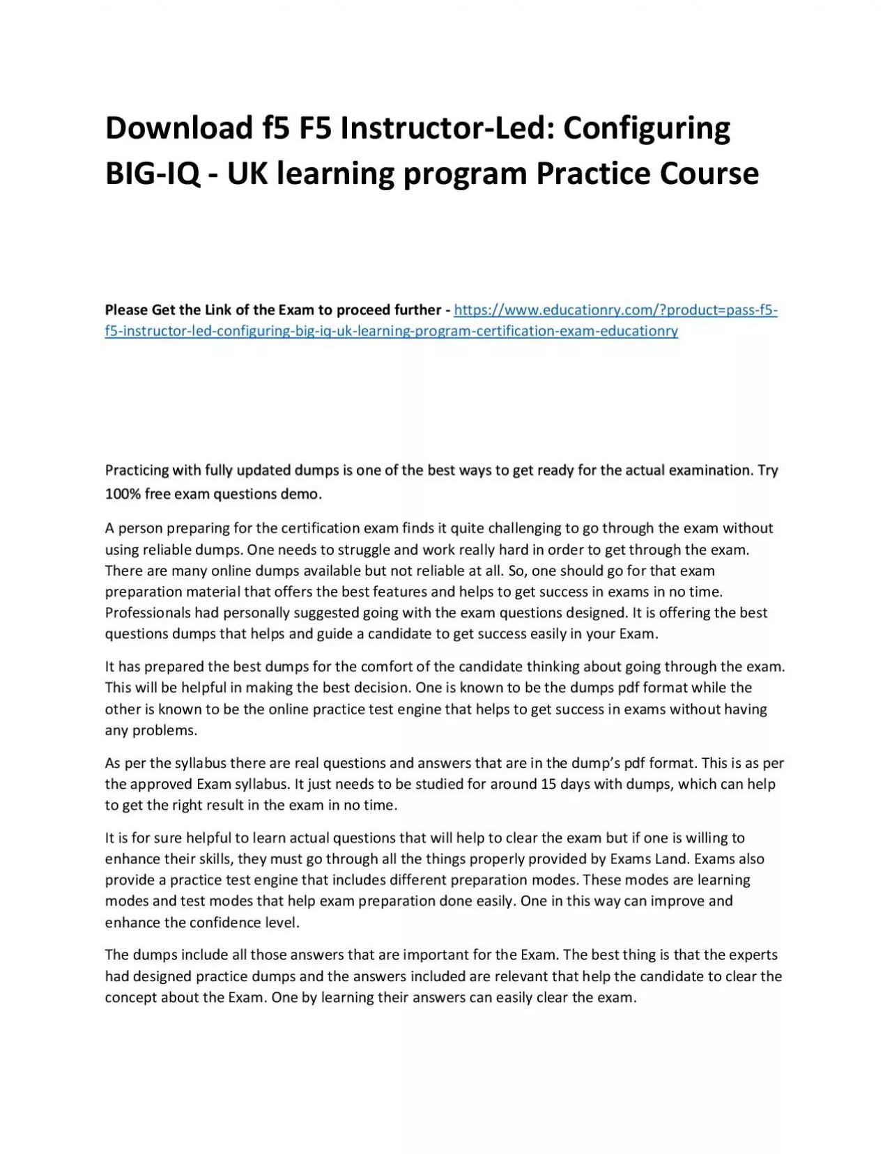 PDF-f5 F5 Instructor-Led: Configuring BIG-IQ - UK learning program