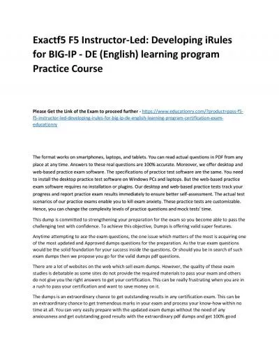 f5 F5 Instructor-Led: Developing iRules for BIG-IP - DE (English) learning program