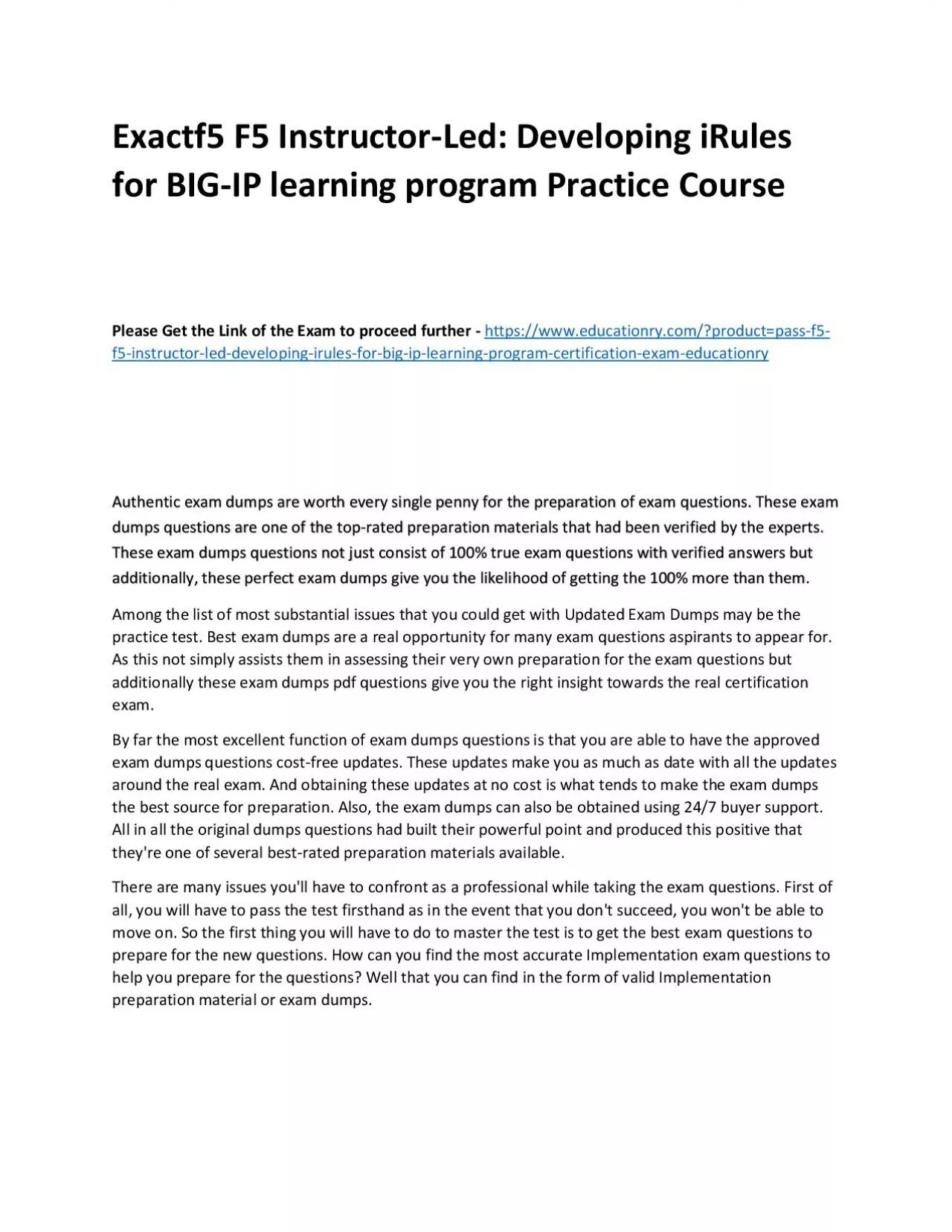 PDF-f5 F5 Instructor-Led: Developing iRules for BIG-IP learning program