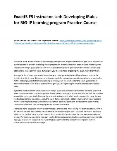 f5 F5 Instructor-Led: Developing iRules for BIG-IP learning program