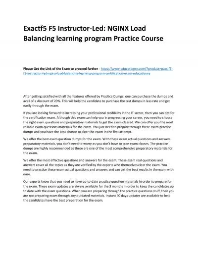 f5 F5 Instructor-Led: NGINX Load Balancing learning program