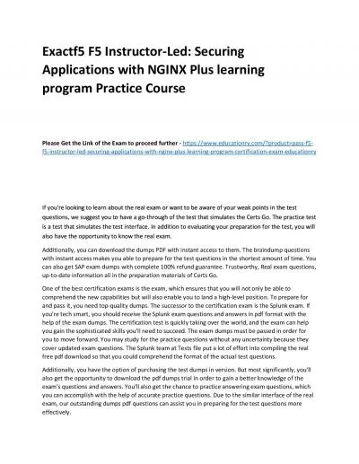 f5 F5 Instructor-Led: Securing Applications with NGINX Plus learning program