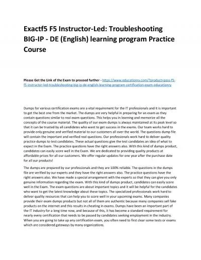 f5 F5 Instructor-Led: Troubleshooting BIG-IP - DE (English) learning program