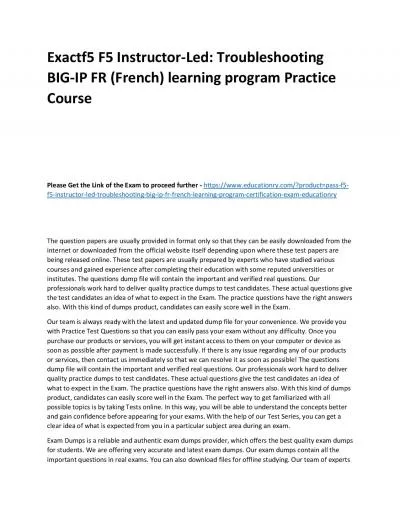 f5 F5 Instructor-Led: Troubleshooting BIG-IP FR (French) learning program