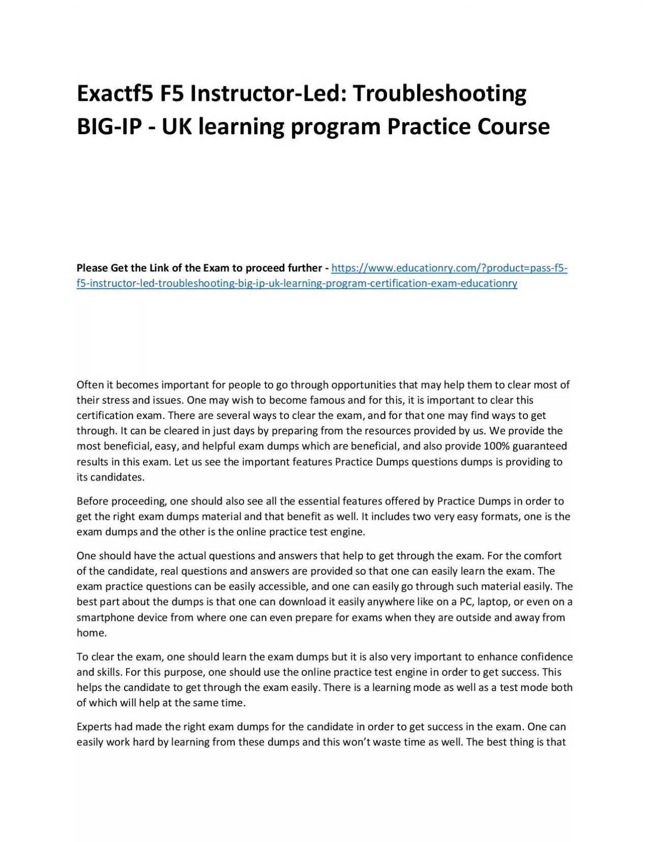 PDF-f5 F5 Instructor-Led: Troubleshooting BIG-IP - UK learning program