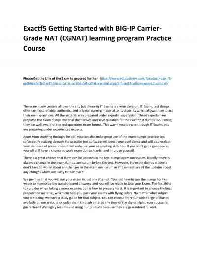 f5 Getting Started with BIG-IP Carrier-Grade NAT (CGNAT) learning program